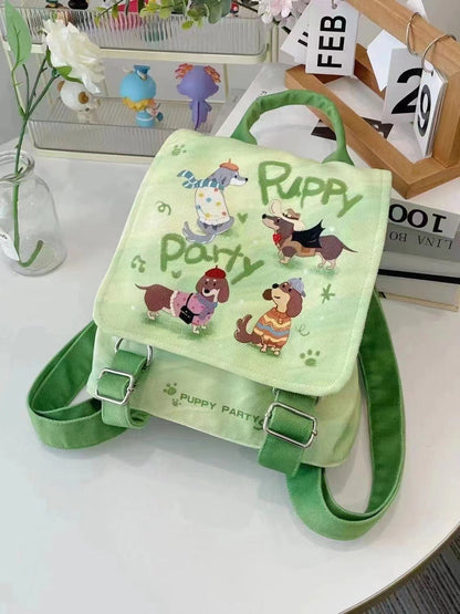 Puppy Party Backpack Student Cute Casual
