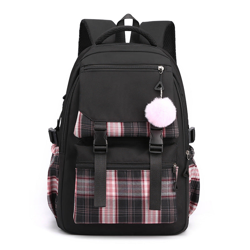 Women's Solid Color Simple Multi-layer Computer Backpack