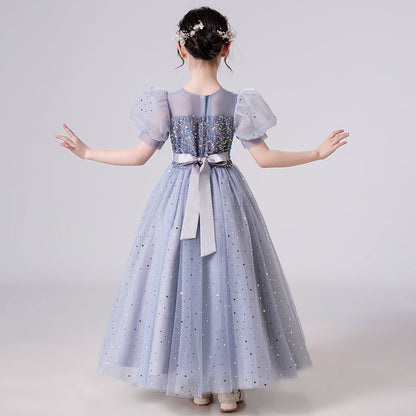 Girls Wedding Princess Sleeve Puffy Dress