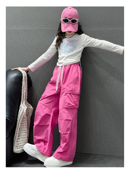 Fashionable new style girls' trendy and cool street style two-piece suit