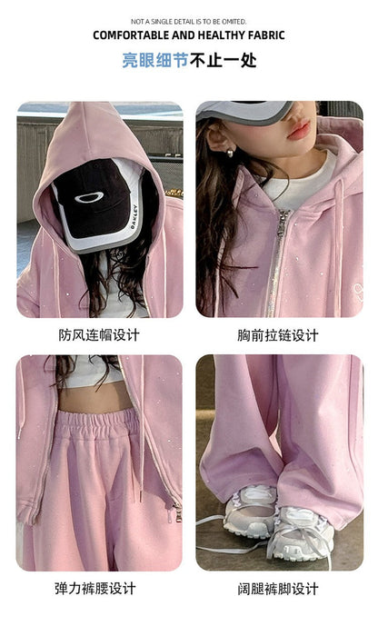 Girls' knitted style, fashionable hooded sweatshirt, internet celebrity fashion, sports and leisure two-piece suit