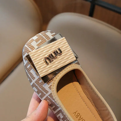 Fashionable slip-on leather shoes children's sweet princess shoes