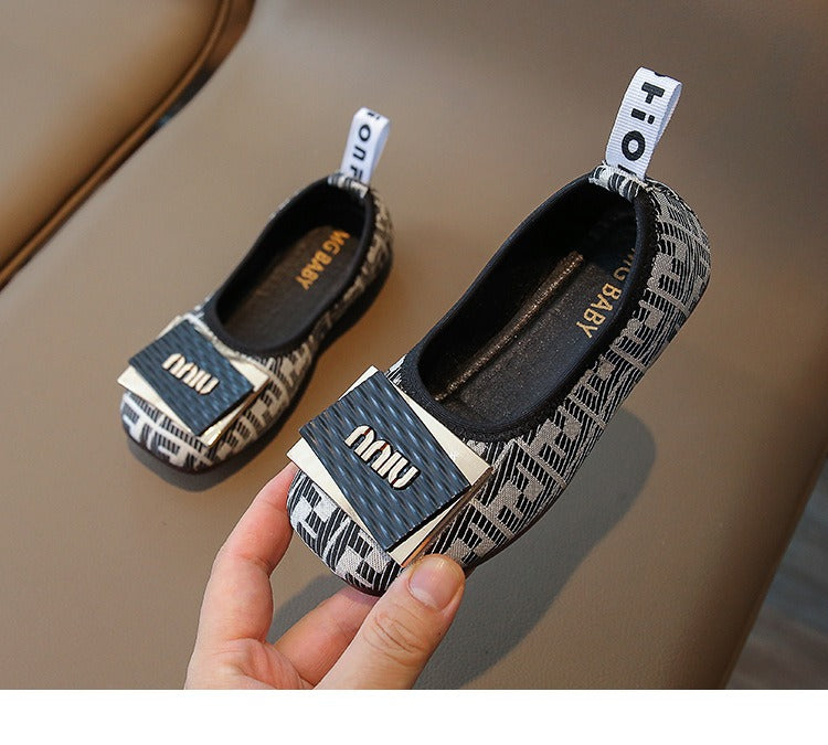 Fashionable slip-on leather shoes children's sweet princess shoes