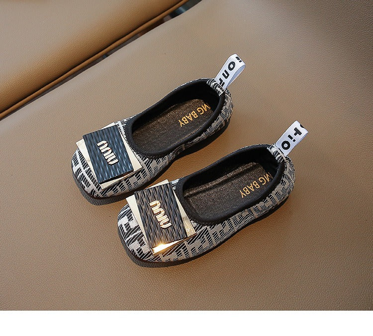 Fashionable slip-on leather shoes children's sweet princess shoes