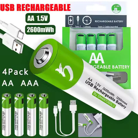 1.5V AA 3800mAh,AAA 3000mAh rechargeable battery USB lithium large capacity mouse fingerprint lock handle quickly charged