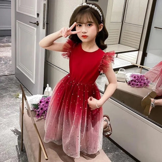 Girls Princess Dresses Star Pattern Girls Sleeveless Kid Dress Teenage Outfits for Girls